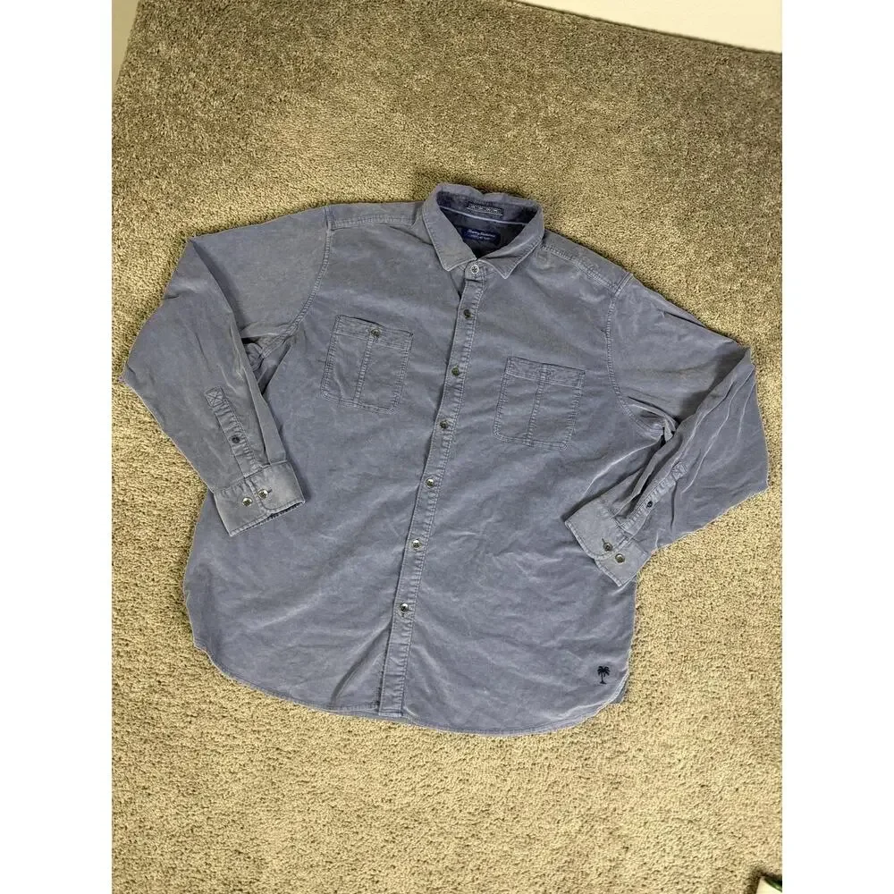 Tommy Bahama Shirt Mens 2XL Blue Corduroy Long Sleeve Button Up Relaxed